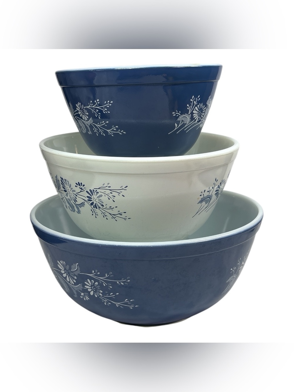 Vintage Pyrex Blue Colonial Mist Nesting Mixing Bowls – Set of 3 - 401,402,403 - Picture 4 of 7